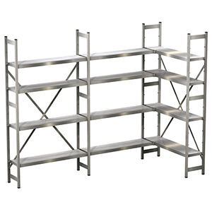 Edelstahl-Steckregal, Anbaufeld, 4 Regalroste, BxTxH 1000x500x1800 mm, Fachlast 150 kg