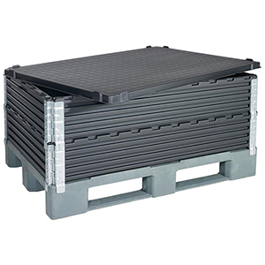 Aufsatzrahmen-Deckel ABS-RE-schwarz, BxTxH 1000x1200x45 mm, mit Stapelrand + Ausfräsung für Bänderung, VE 2 Stück