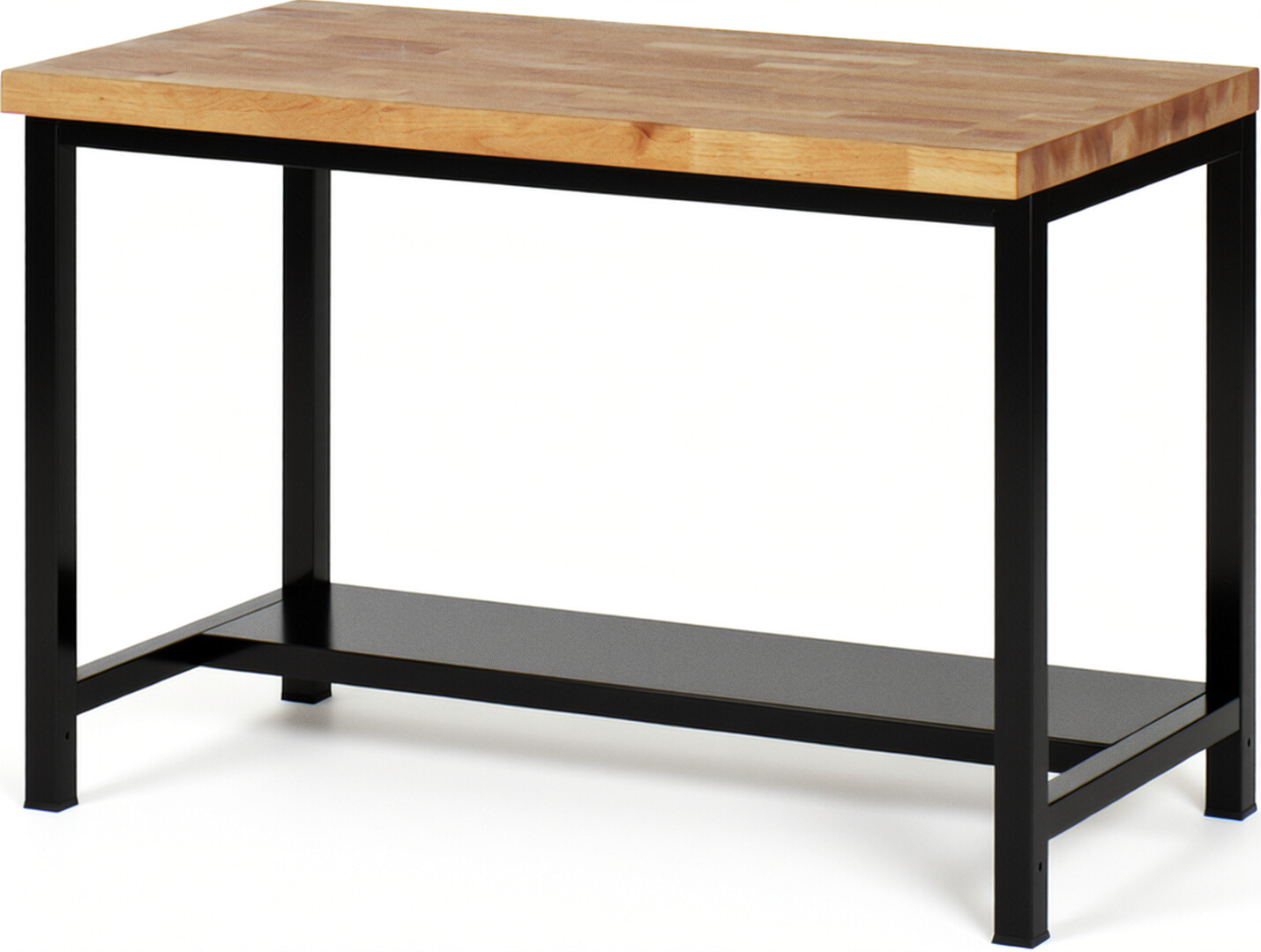 RAU Werkbank schwarz - Breite 125 cm - Tiefe 70 cm - Höhe 104 cm - Buche-Massiv Arbeitsplatte 40 mm