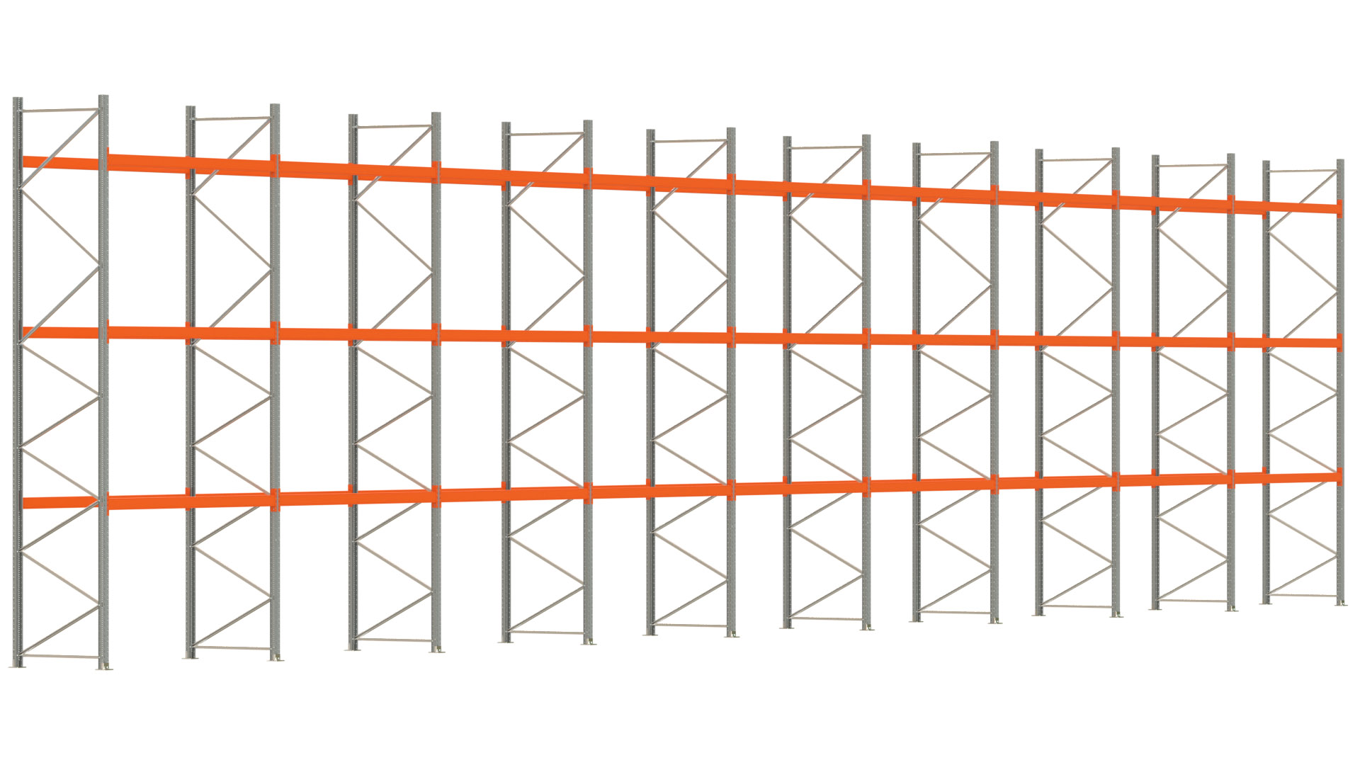 Palettenregal ARTUS - Breite 2515 cm - Höhe 550 cm - Tiefe 110 cm - Fachlast 2000 kg - 108 Palettenstellplätze