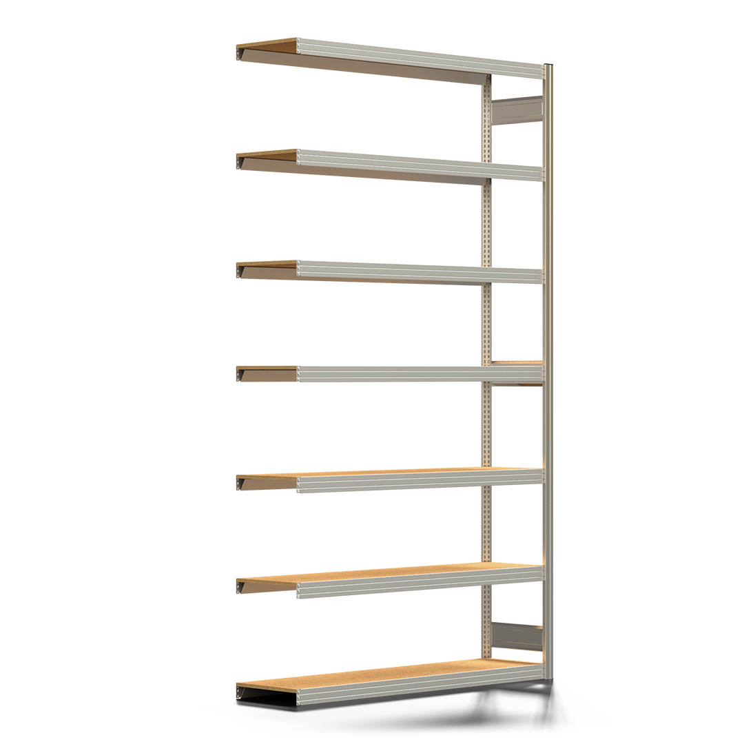 Fachbodenregal BERT - Breite: 169,5 cm - Tiefe: 40 cm - Höhe: 300 cm - 7 Böden - Anbauregal