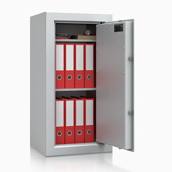 Massiver Aktentresor, Möbeltresor, Sicherheitsschrank, Safe zum Einbauen, VdS Klasse 1, Farbe lichtgrau, 3 Fachböden, 990 x 500 x 430 mm (BxT)