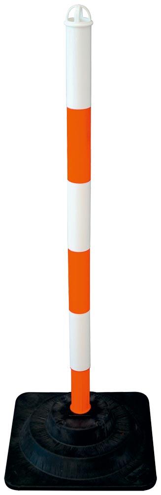 Sperrpfostenset PE/PVC rot/weiß mit Hartgummifuß D40xH860mm 6 Warnstäbe, 10 m Kette