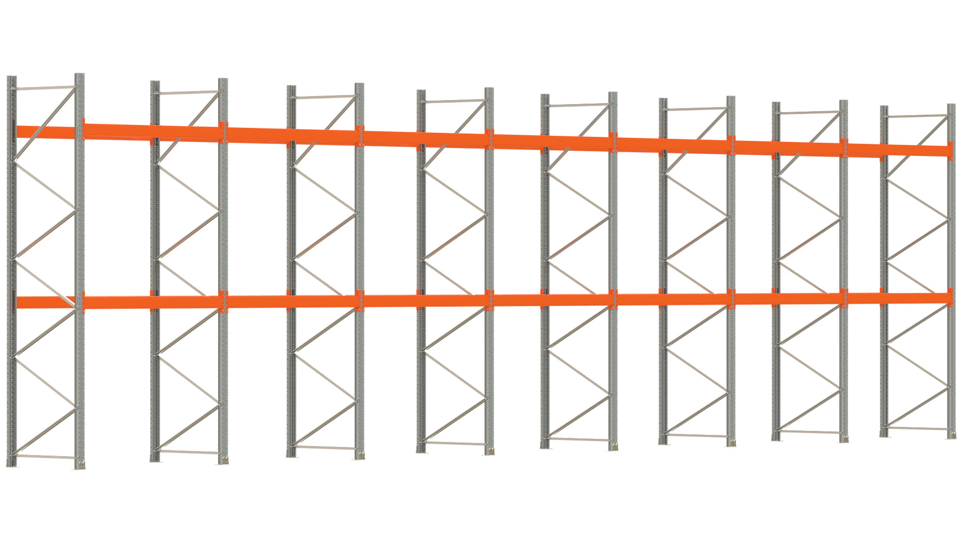 Palettenregal ARTUS - Breite 1398 cm - Höhe 400 cm - Tiefe 110 cm - Fachlast 3000 kg - 42 Palettenstellplätze