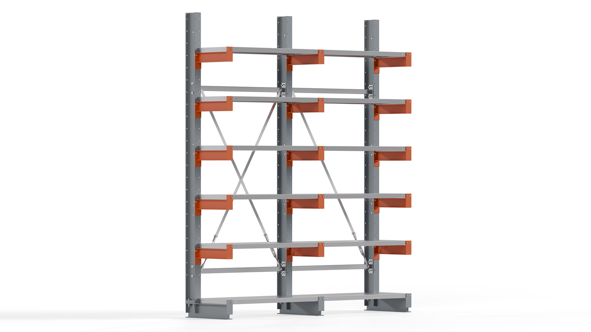 Kragarmregal KARL basic - lackiert - Breite: 200 cm - Höhe: 250 cm - Tiefe: 40 cm - Traglast je Kragarm: 1100 kg - einseitig