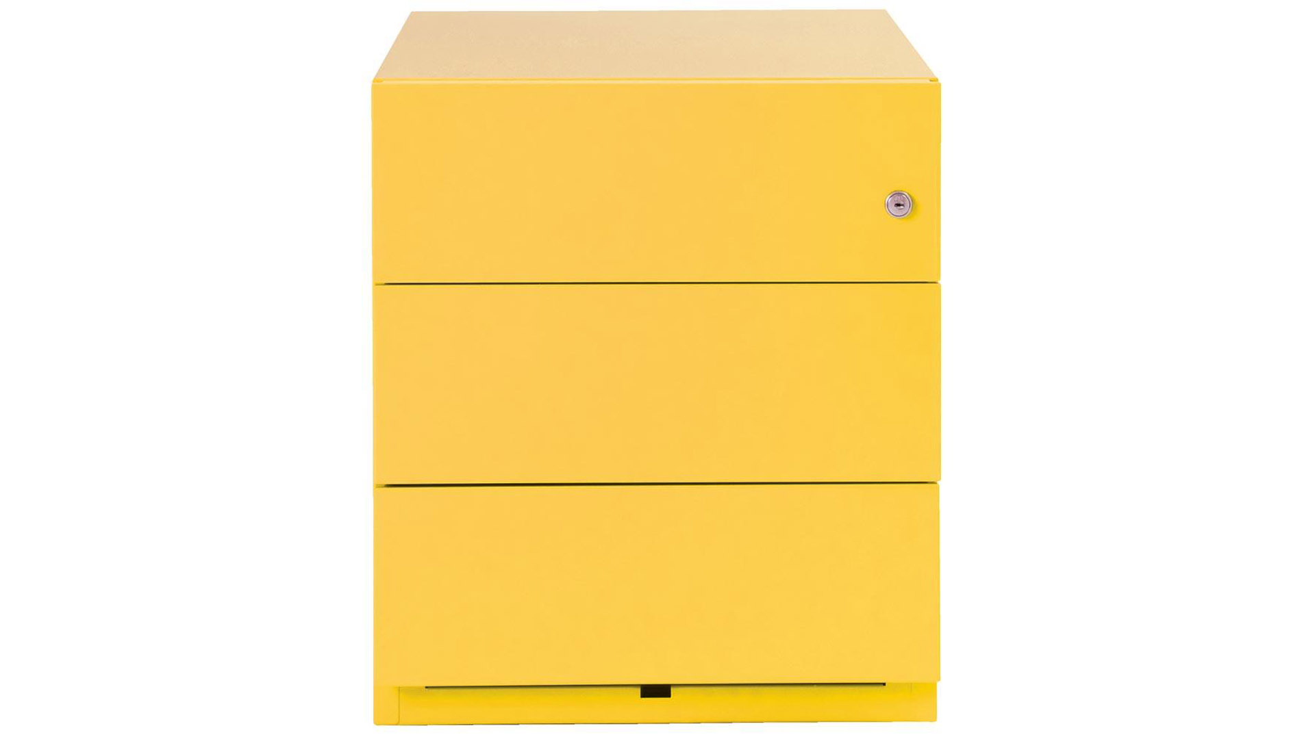 Rollcontainer, BxTxH 420x565x495 mm, 3 Schubladen, seitliche Griffleisten, gelb