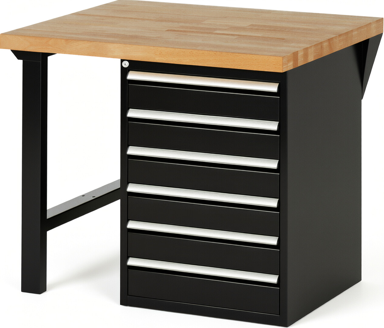 RAU Werkbank schwarz - Breite 100 cm - Tiefe 90 cm - Höhe 89 cm - Buche-Massiv Arbeitsplatte 40 mm