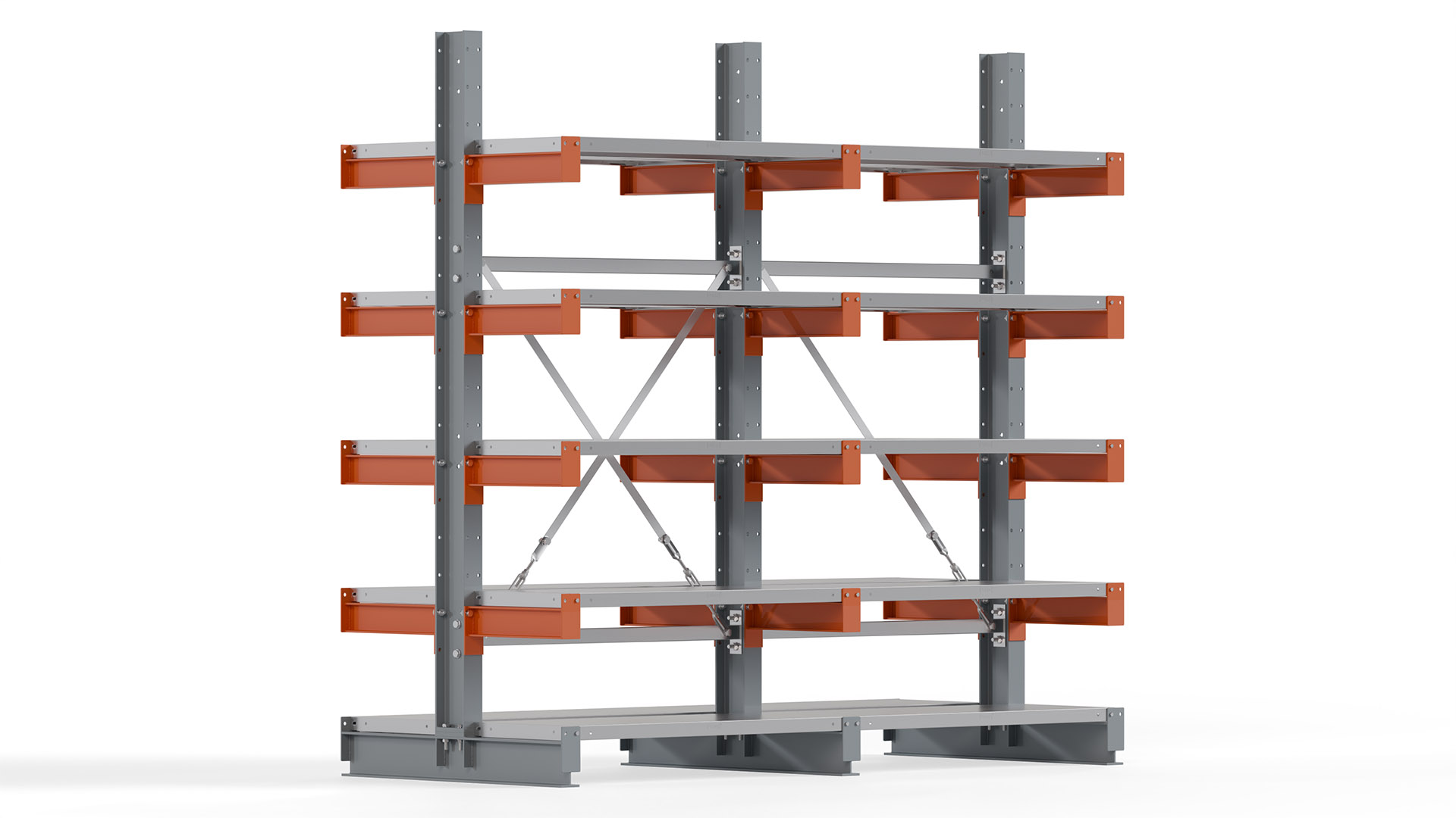 Kragarmregal KARL basic - lackiert - Breite: 200 cm - Höhe: 200 cm - Tiefe: 40 cm - Traglast je Kragarm: 1100 kg - beidseitig