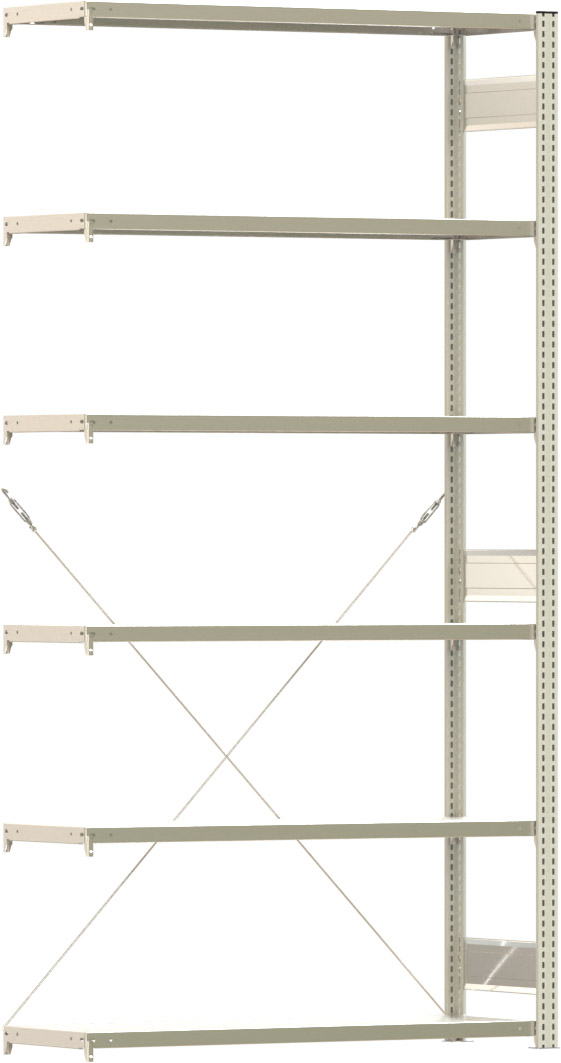 Fachbodenregal BERT - Breite: 128,5 cm - Tiefe: 40 cm - Höhe: 250 cm - 6 Böden - Anbauregal