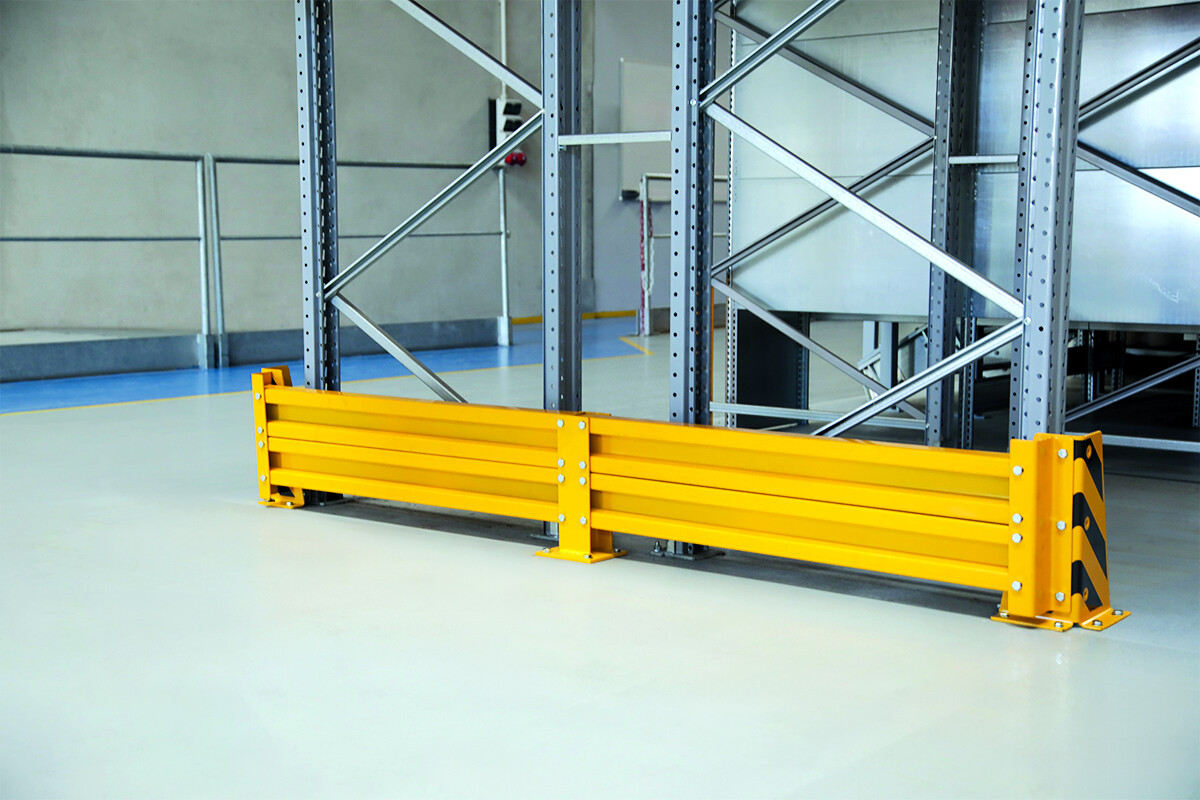ARTUS Leitplanke für Doppelregalzeile, für Regaltiefe 1100 mm, gelb