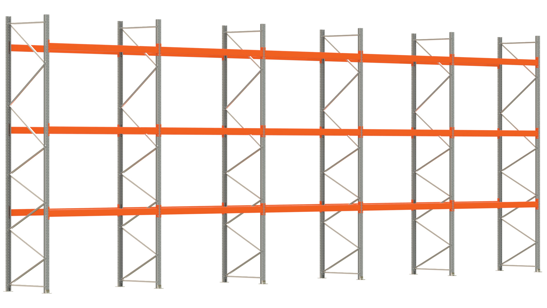 Palettenregal ARTUS - Breite 1401 cm - Höhe 500 cm - Tiefe 110 cm - Fachlast 3000 kg - 60 Palettenstellplätze