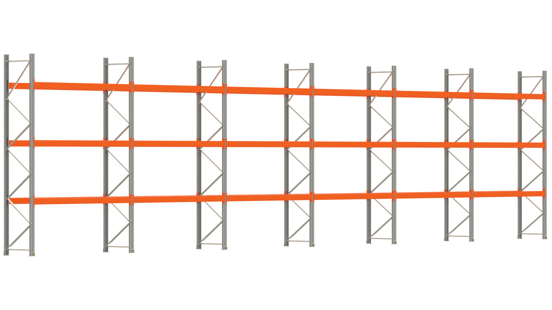 Palettenregal ARTUS - Breite 1679,5 cm - Höhe 400 cm - Tiefe 80 cm - Fachlast 2910 kg - 48 Palettenstellplätze