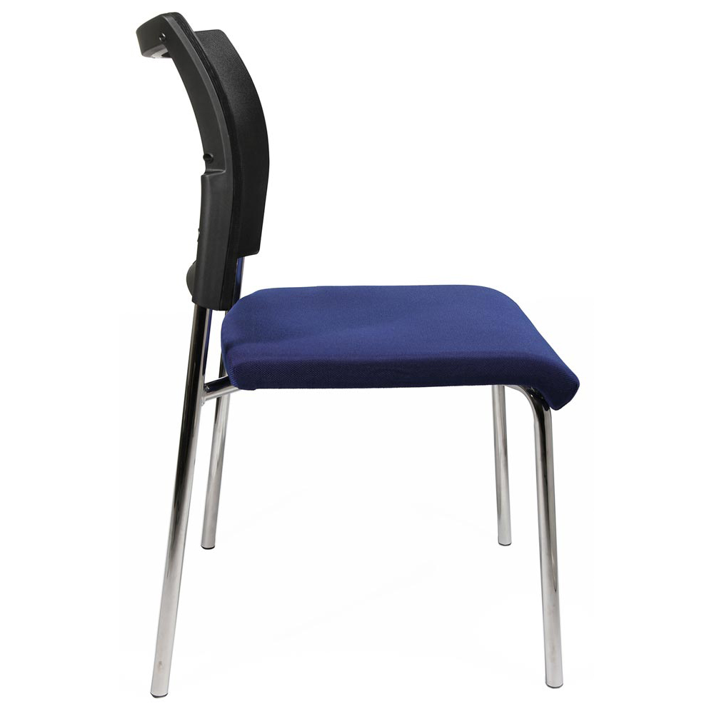 Stapelstuhl, Sitz-BxTxH 480x450x430 mm, Gesamthöhe 830 mm, 4-Fuß-Gestell verchromt, Netzrücken schwarz, Sitzpolster schwarz/royalblau, VE 2 Stück