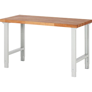 Werkbank rot, BxTxH 1500x700x790-1140 mm, Platte Buche 40 mm 40 mm, RAL 3000