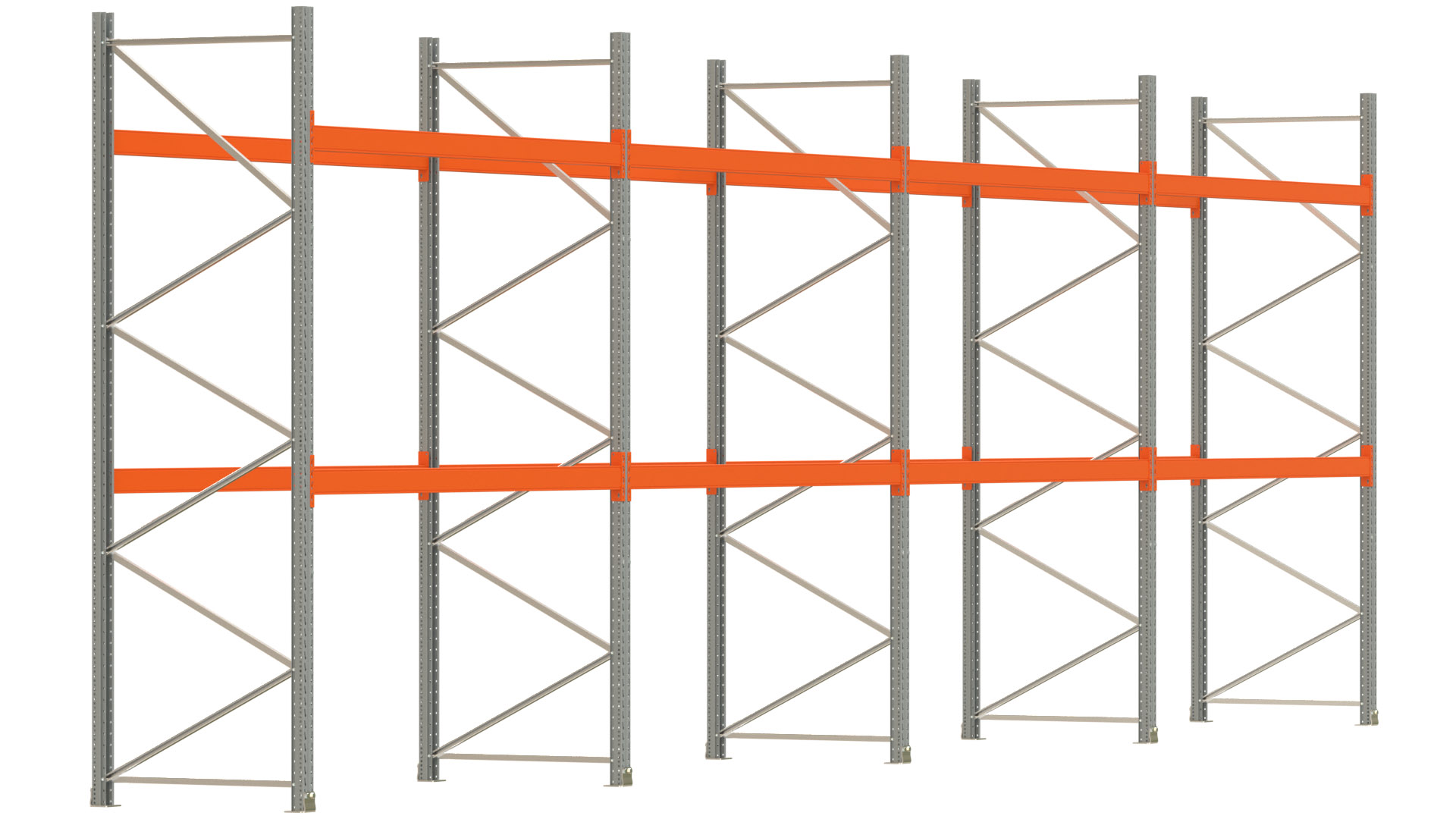 Palettenregal ARTUS - Breite 1122,5 cm - Höhe 350 cm - Tiefe 110 cm - 2 Träger-Ebenen - max. Fachlast 2100 kg - 36 Palettenstellplätze