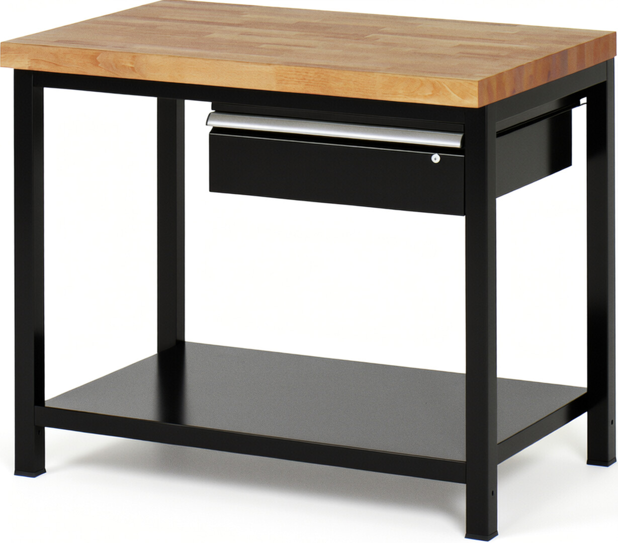 RAU Werkbank schwarz - Breite 100 cm - Tiefe 70 cm - Höhe 104 cm - Buche-Massiv Arbeitsplatte 40 mm