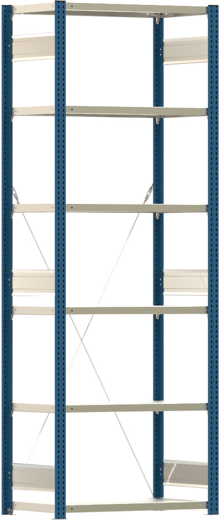 Fachbodenregal BERT - Breite: 87,5 cm - Tiefe: 50 cm - Höhe: 250 cm - 6 Böden - Grundregal