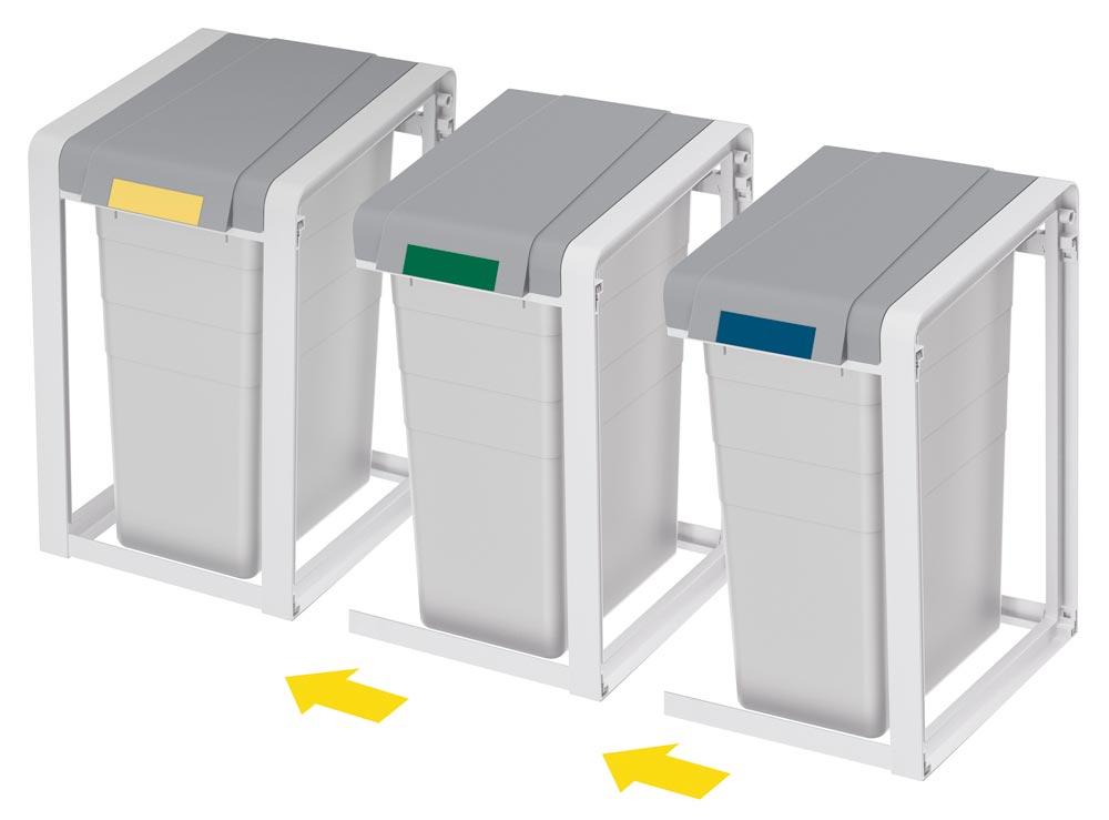 Kunststoff-Mülltrennsystem, Erweiterungseinheit, Volumen 38 l, BxTxH 382x432x590 mm, grau