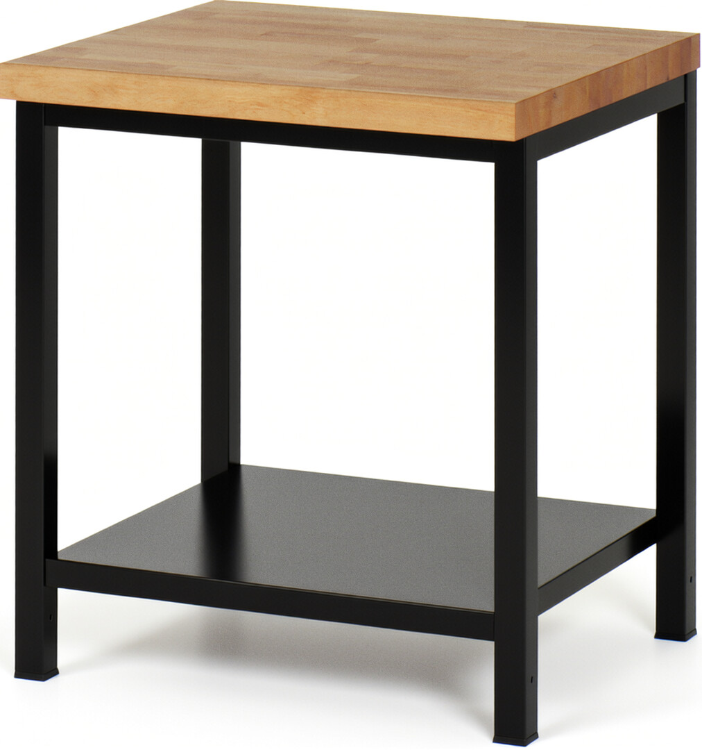 RAU Werkbank schwarz - Breite 75 cm - Tiefe 70 cm - Höhe 104 cm - Buche-Massiv Arbeitsplatte 40 mm