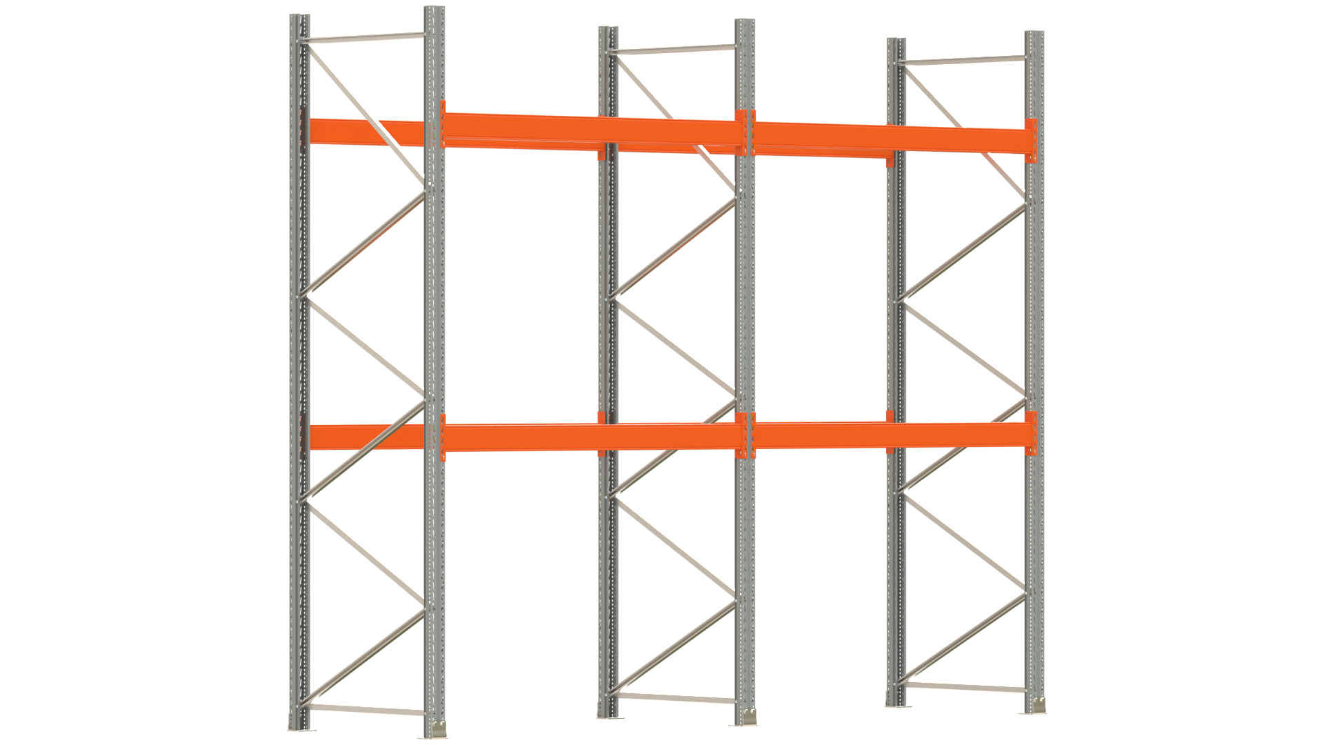 Palettenregal ARTUS - Breite 405,5 cm - Höhe 350 cm - Tiefe 110 cm - 2 Träger-Ebenen - max. Fachlast 2000 kg - 12 Palettenstellplätze