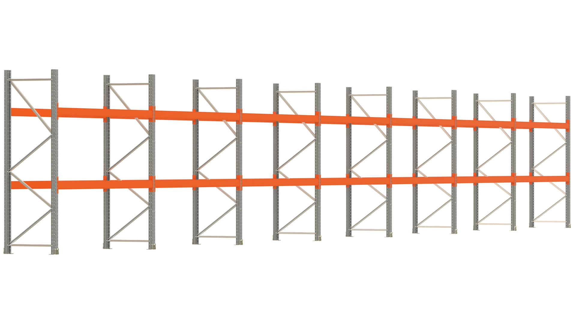 Palettenregal ARTUS - Breite 1958 cm - Höhe 250 cm - Tiefe 80 cm - Fachlast 2000 kg - 42 Palettenstellplätze