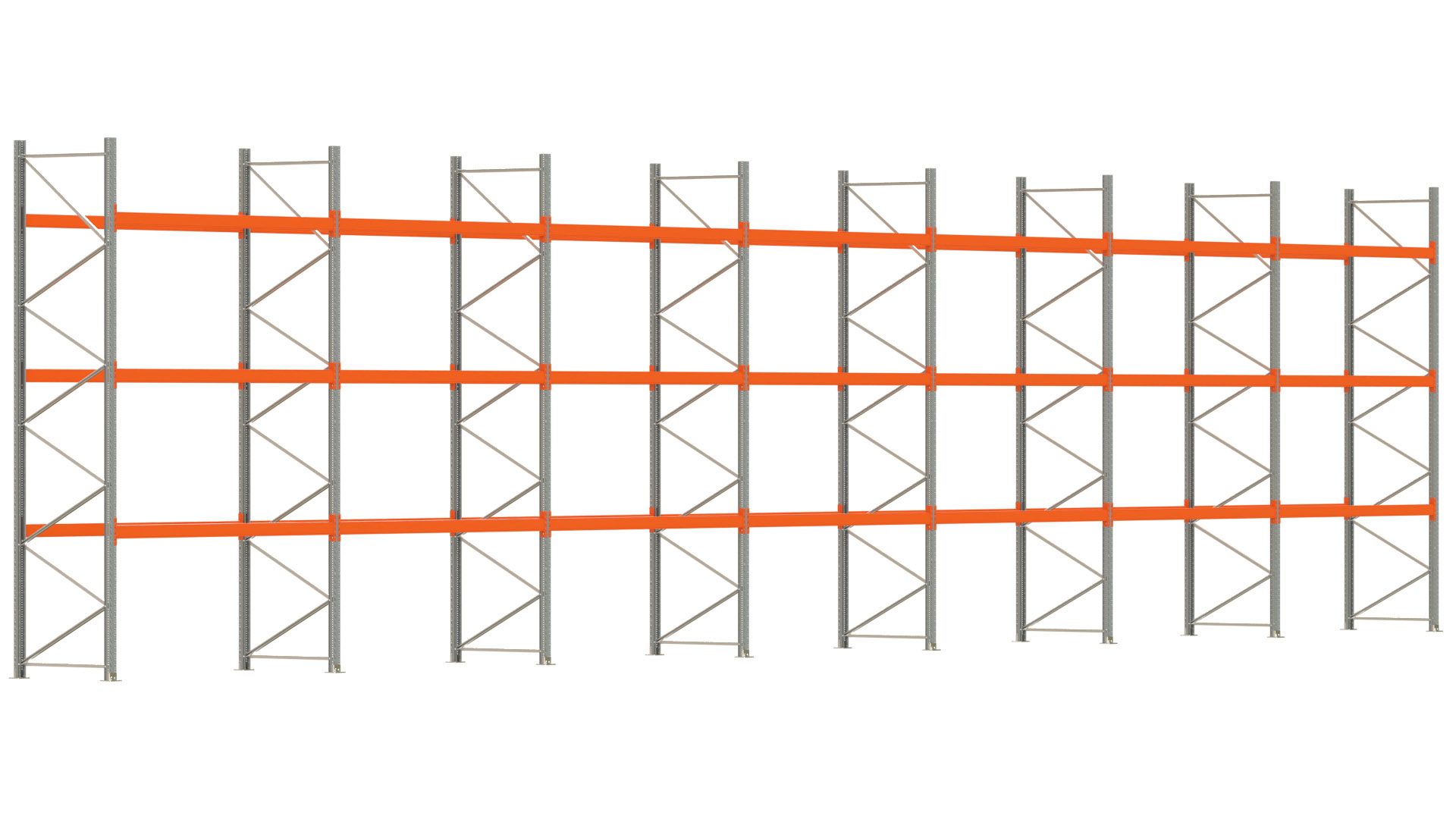 Palettenregal ARTUS - Breite 1958 cm - Höhe 450 cm - Tiefe 110 cm - Fachlast 2000 kg - 84 Palettenstellplätze