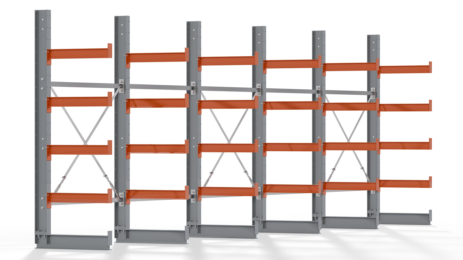 Kragarmregal KARL basic - lackiert - Breite: 640 cm - Höhe: 200 cm - Tiefe: 60 cm - Traglast je Kragarm: 730 kg - einseitig