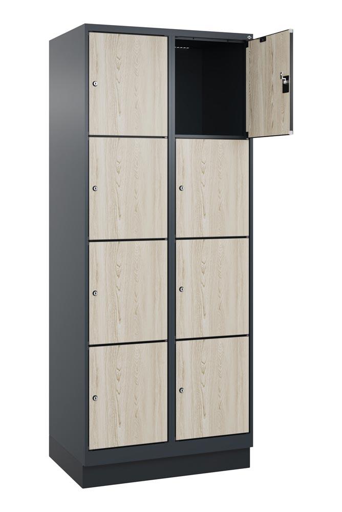 Fächerschrank mit MDF Türen, Breite 80 cm, Höhe 195 cm, Tiefe 50 cm, 8 Fächer