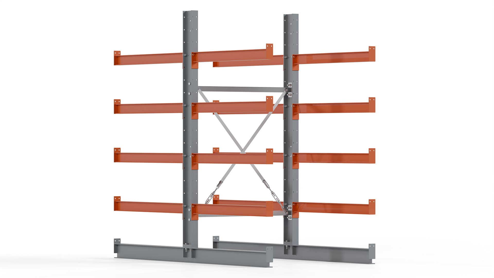 Kragarmregal KARL basic - lackiert - Breite: 100 cm - Höhe: 200 cm - Tiefe: 100 cm - Traglast je Kragarm: 450 kg - beidseitig