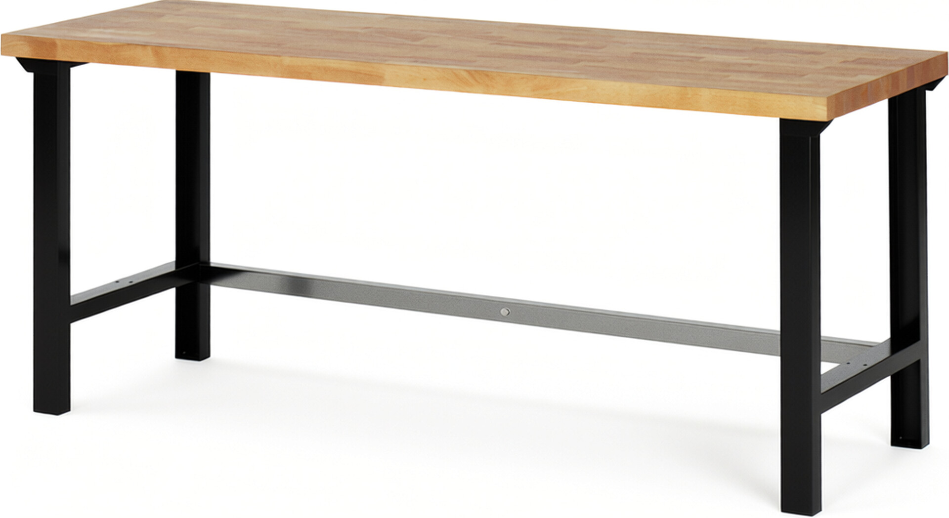 Werkbank schwarz, BxTxH 2000x700x840 mm, Platte Buche 40 mm, RAL 9011, Traglast 750 kg