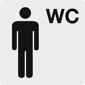 Hinweisschild, WC + Mann, Alu selbstklebend, 60x60 mm