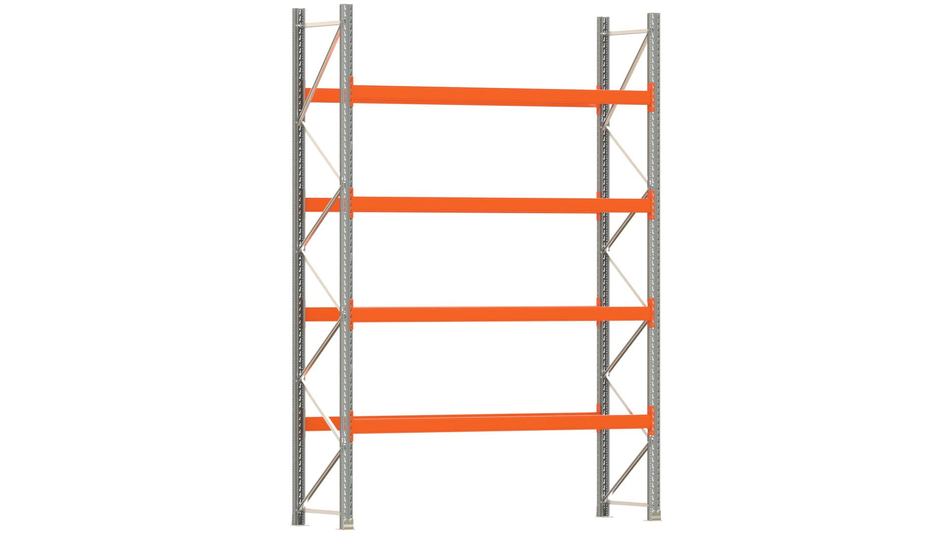 Palettenregal ARTUS - Breite 287 cm - Höhe 400 cm - Tiefe 80 cm - 4 Träger-Ebenen - Fachlast 2320 kg - 10 Palettenstellplätze
