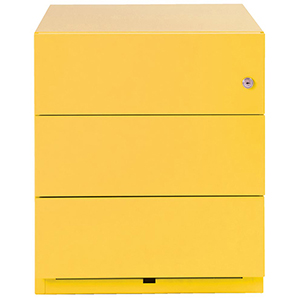 Rollcontainer, BxTxH 420x565x495 mm, 3 Schubladen, seitliche Griffleisten, gelb