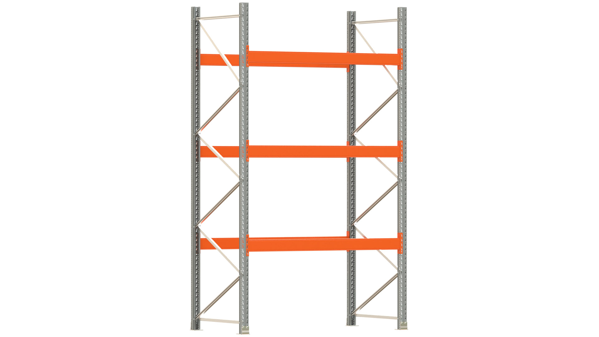 Palettenregal ARTUS - Breite 207 cm - Höhe 350 cm - Tiefe 110 cm - 3 Träger-Ebenen - Fachlast 3000 kg - 8 Palettenstellplätze