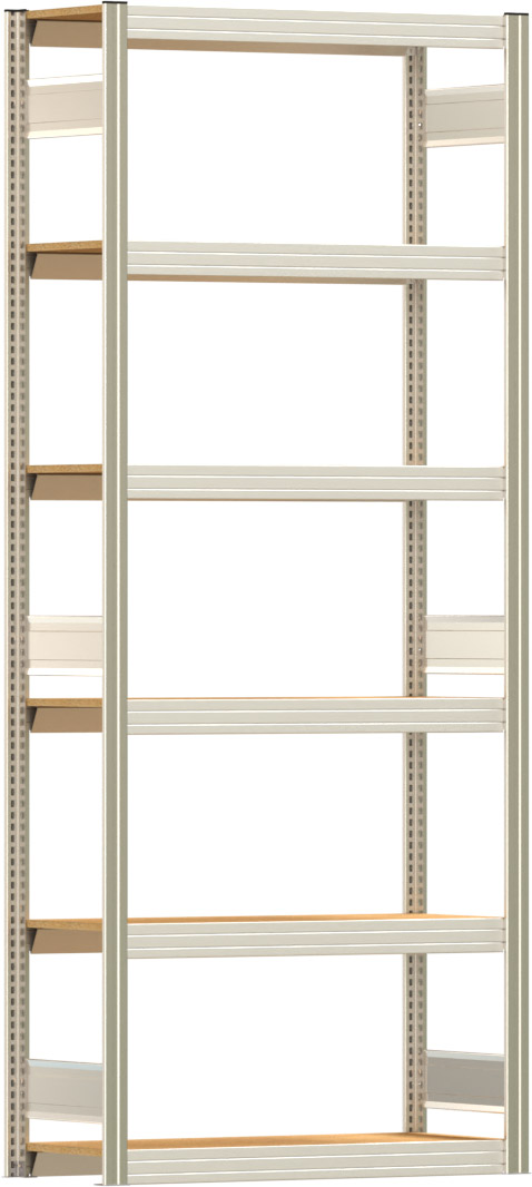 Fachbodenregal BERT - Breite: 100,5 cm - Tiefe: 40 cm - Höhe: 250 cm - 6 Böden - Grundregal