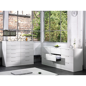 Schubladenschrank, Karteischrank, BxTxH 800x600x698 mm, DIN A6, vierbahnig, 4 Schubladen, Bügelgriff, RAL 9010 reinweiß