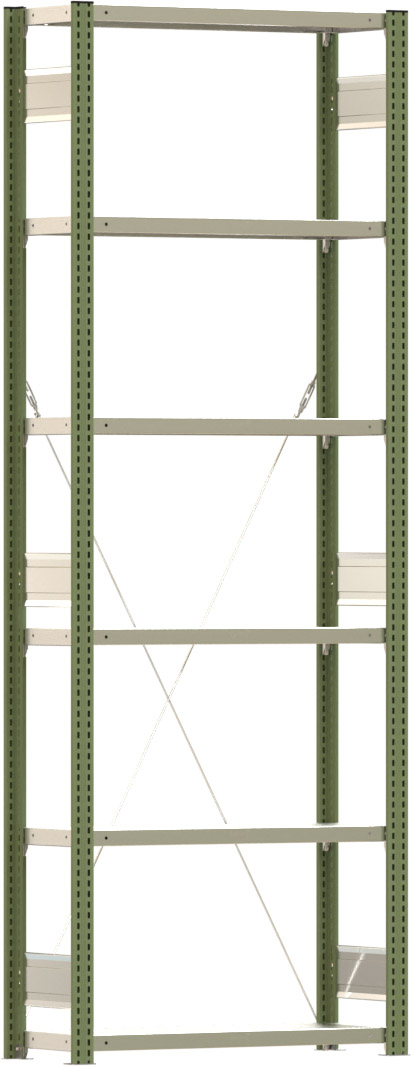 Fachbodenregal BERT - Breite: 87,5 cm - Tiefe: 30 cm - Höhe: 250 cm - 6 Böden - Grundregal