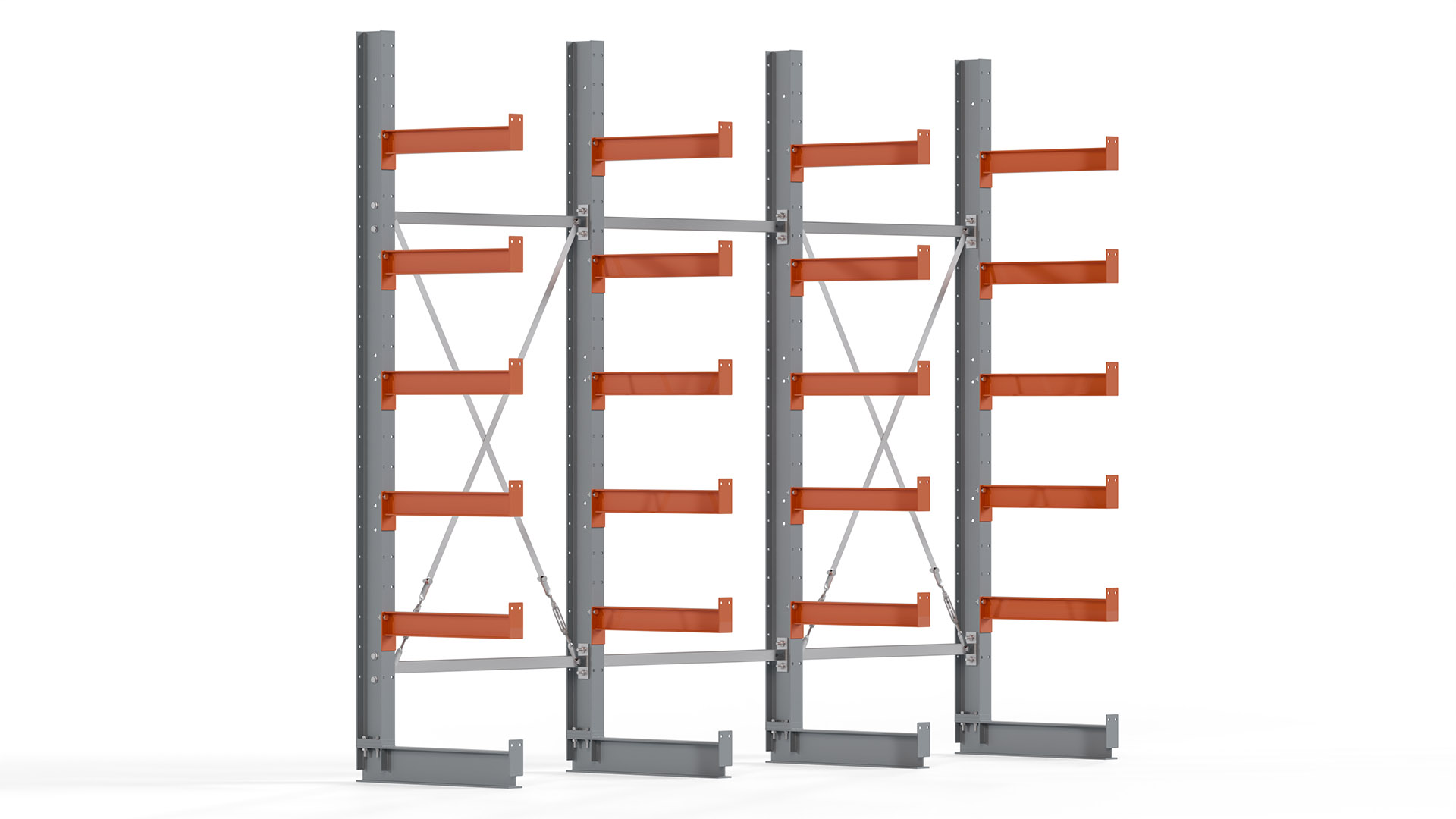 Kragarmregal KARL basic - lackiert - Breite: 300 cm - Höhe: 250 cm - Tiefe: 60 cm - Traglast je Kragarm: 730 kg - einseitig
