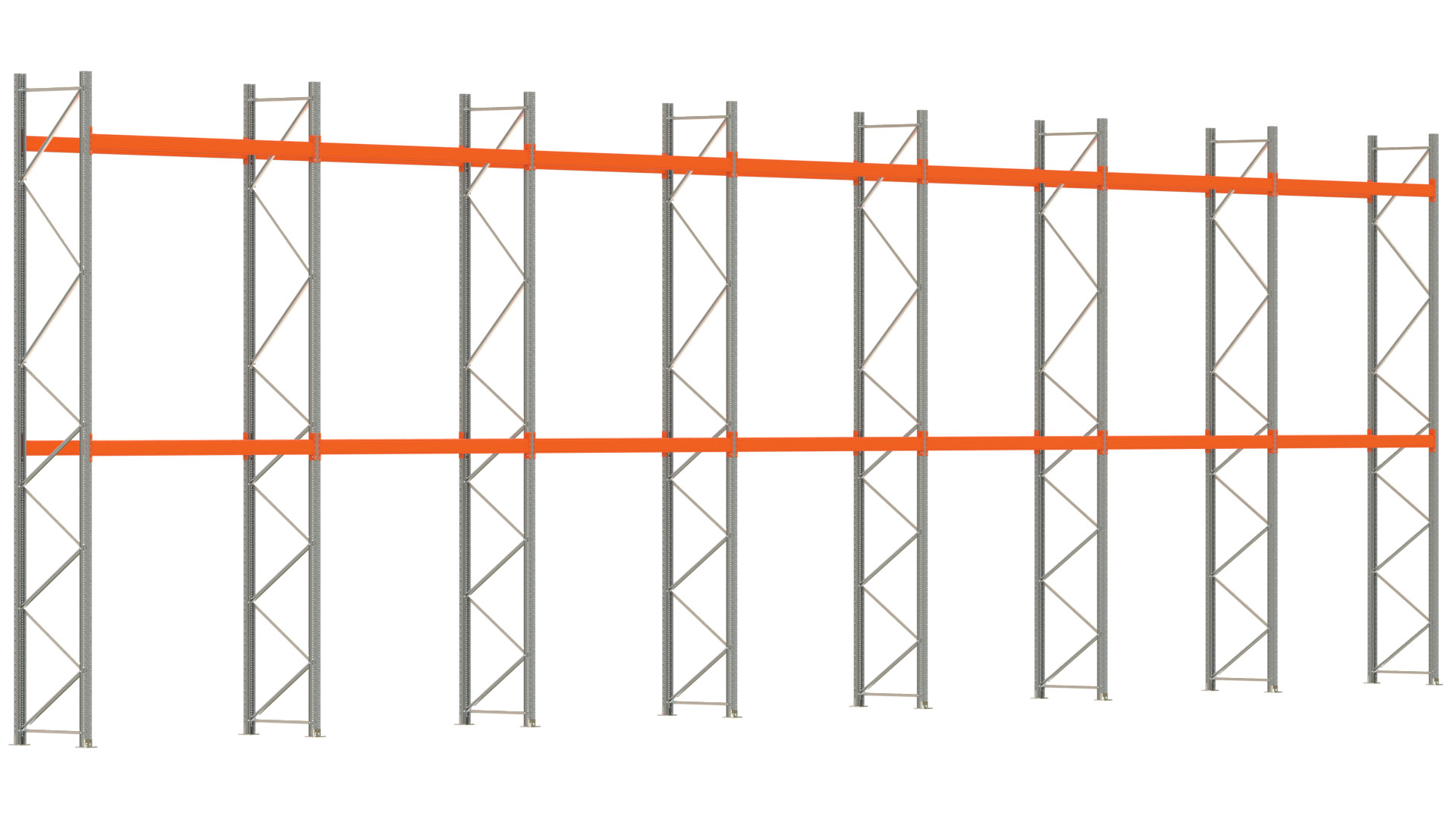 Palettenregal ARTUS - Breite 1958 cm - Höhe 550 cm - Tiefe 80 cm - Fachlast 3000 kg - 42 Palettenstellplätze