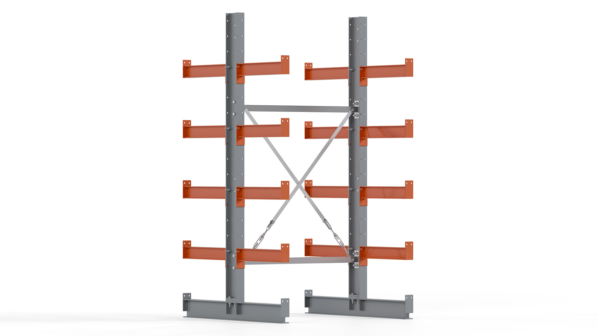 Kragarmregal KARL basic - lackiert - Breite: 100 cm - Höhe: 200 cm - Tiefe: 50 cm - Traglast je Kragarm: 870 kg - beidseitig