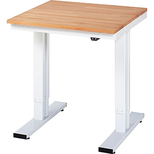 Elektrisch höhenverstellbarer Arbeitstisch, Platte Buche 25 mm, BxTxH 750x800x720-1120 mm, RAL 7035, Flächenlast 150 kg