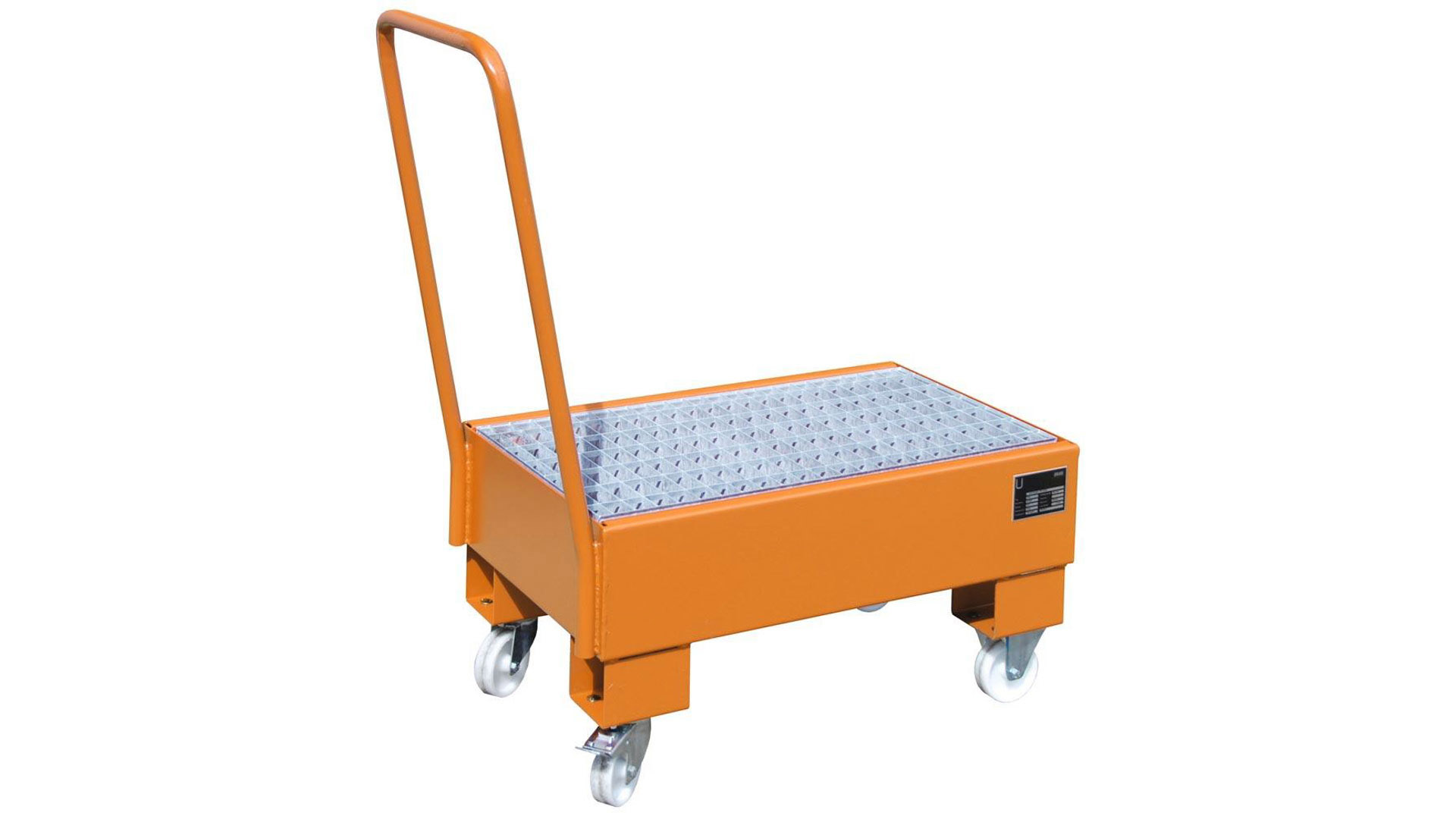 Fahrbare Auffangwanne - Volumen 61 l - mit Gitterrost - gelborange