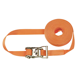 Einteiliger Zurrgurt, 2000 daN zul. Zugkraft in der Umreifung, Gurtbreite 35 mm, Länge 4 m, Farbe orange, 2 Streifen, VE 2 Stück