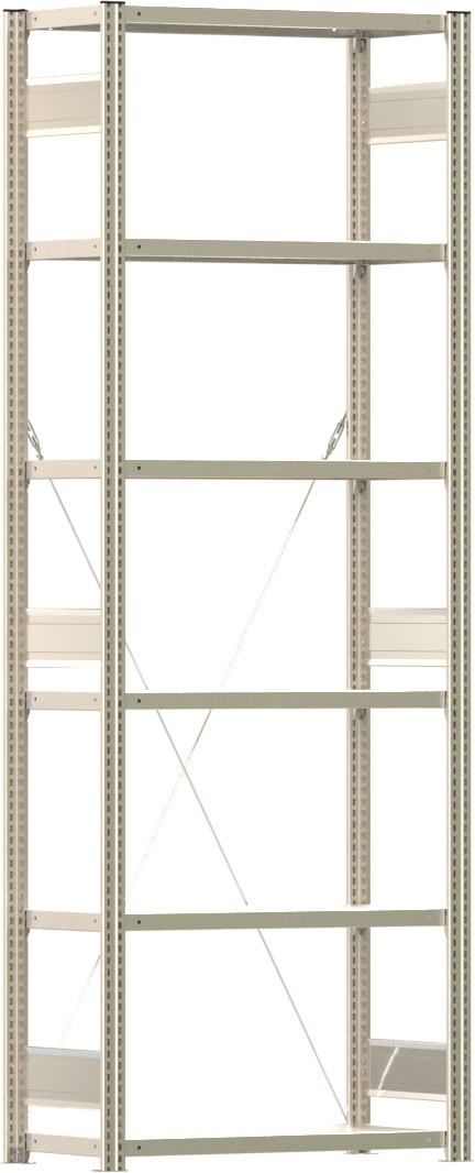 Fachbodenregal BERT - Breite: 87,5 cm - Tiefe: 40 cm - Höhe: 250 cm - 6 Böden - Grundregal