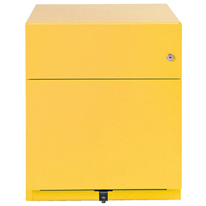 Rollcontainer, BxTxH 420x565x495 mm, 1 Schublade, 1 Hängeregistratur, seitliche Griffleisten, gelb