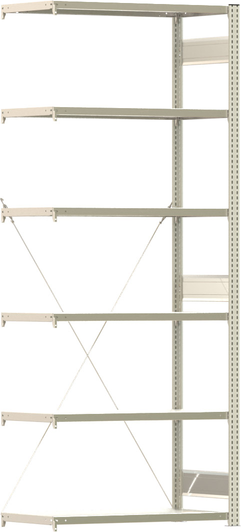Fachbodenregal BERT - Breite: 100,5 cm - Tiefe: 50 cm - Höhe: 250 cm - 6 Böden - Anbauregal