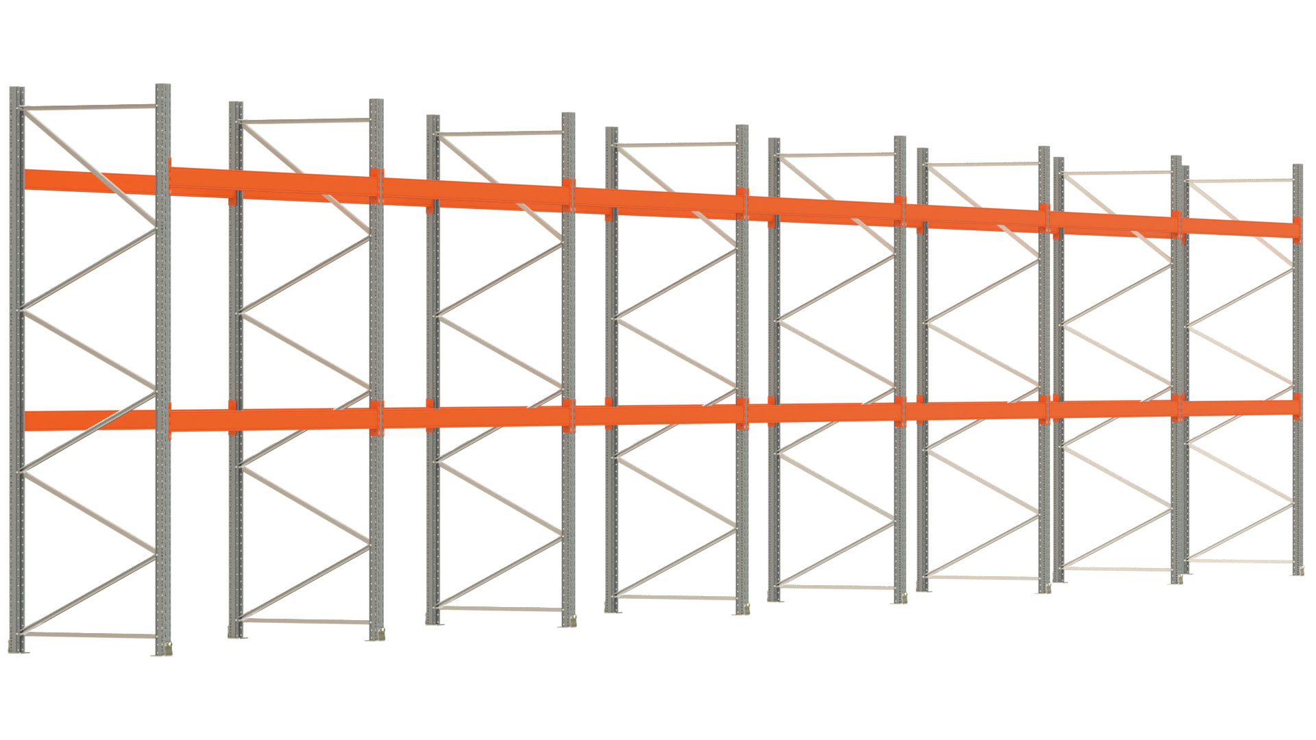 Palettenregal ARTUS - Breite 1958 cm - Höhe 350 cm - Tiefe 110 cm - Fachlast 3000 kg - 63 Palettenstellplätze