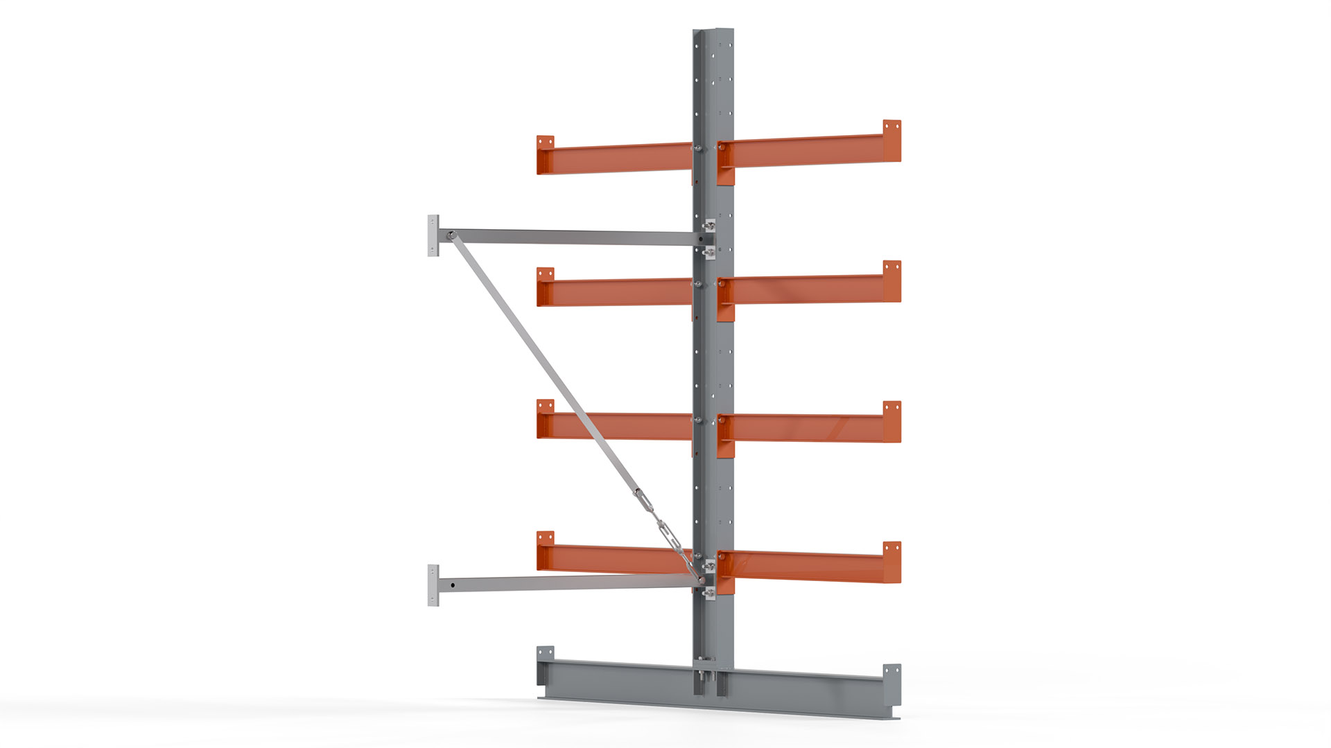 Kragarmregal KARL basic - Anbaufeld - Breite: 100 cm - Höhe: 200 cm - Tiefe: 172 cm - Traglast je Arm: 550 kg - doppelseitig