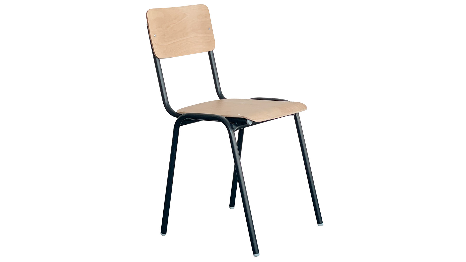 Stapelstuhl, Sitz und Rücken Buchensperrholz, naturlackiert, Gestell-Durchm. 20 mm, schwarz