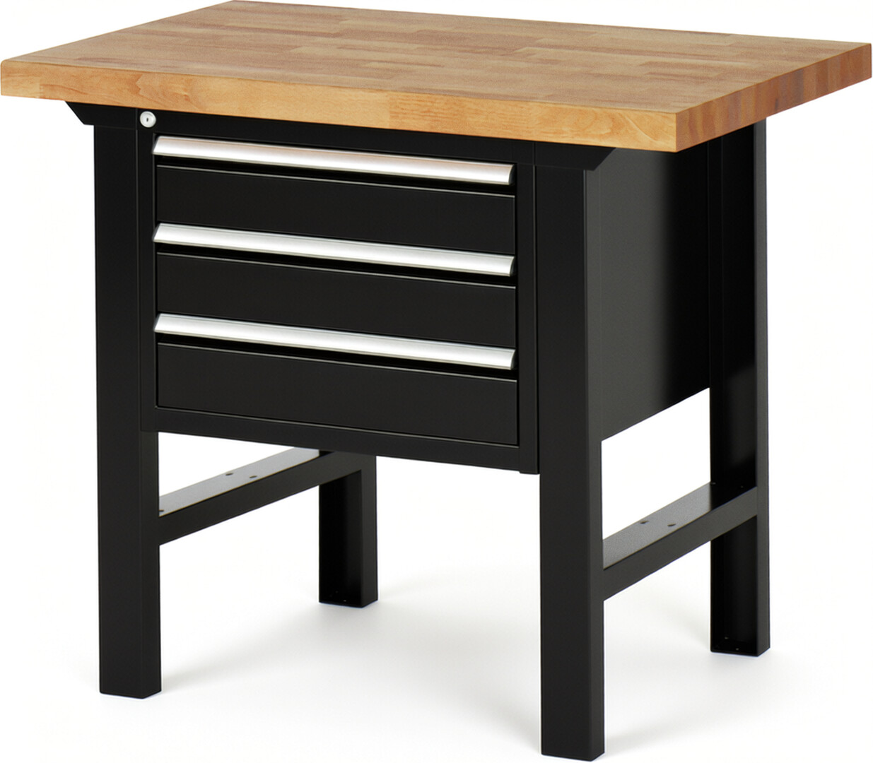 RAU Werkbank schwarz - Breite 100 cm - Tiefe 70 cm - Höhe 84 cm - Buche-Massiv Arbeitsplatte 40 mm